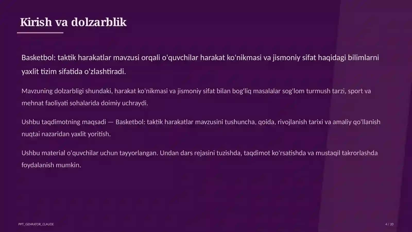 Basketbol: taktik harakatlar (8-sinf) 4
