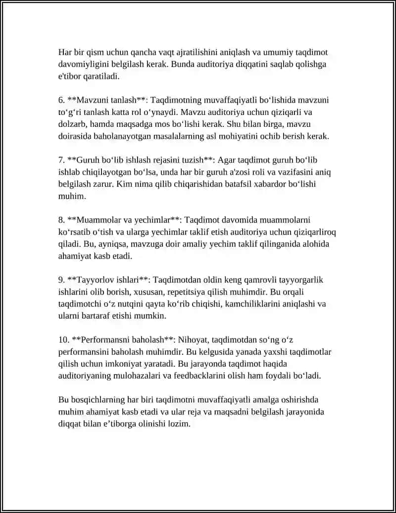 TAQDIMOT TAYYORLASH VA TAQDIM ETISH USUL VA VOSITALARI 4