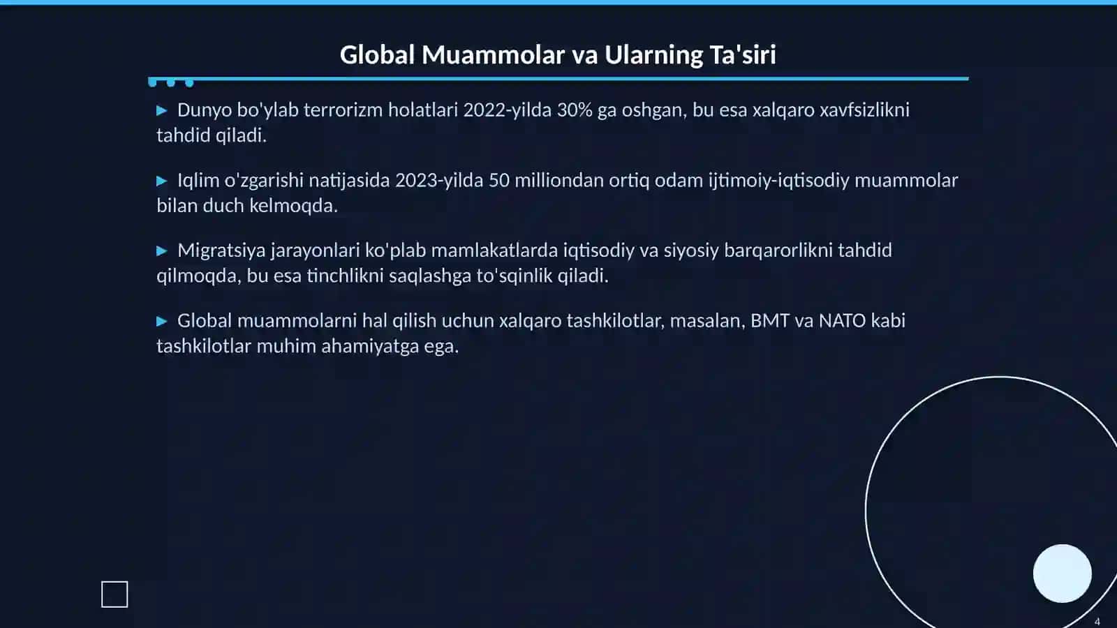 Tinchlik va Xavfsizlikni Taminlash: Global Muammolarni Yechish 4