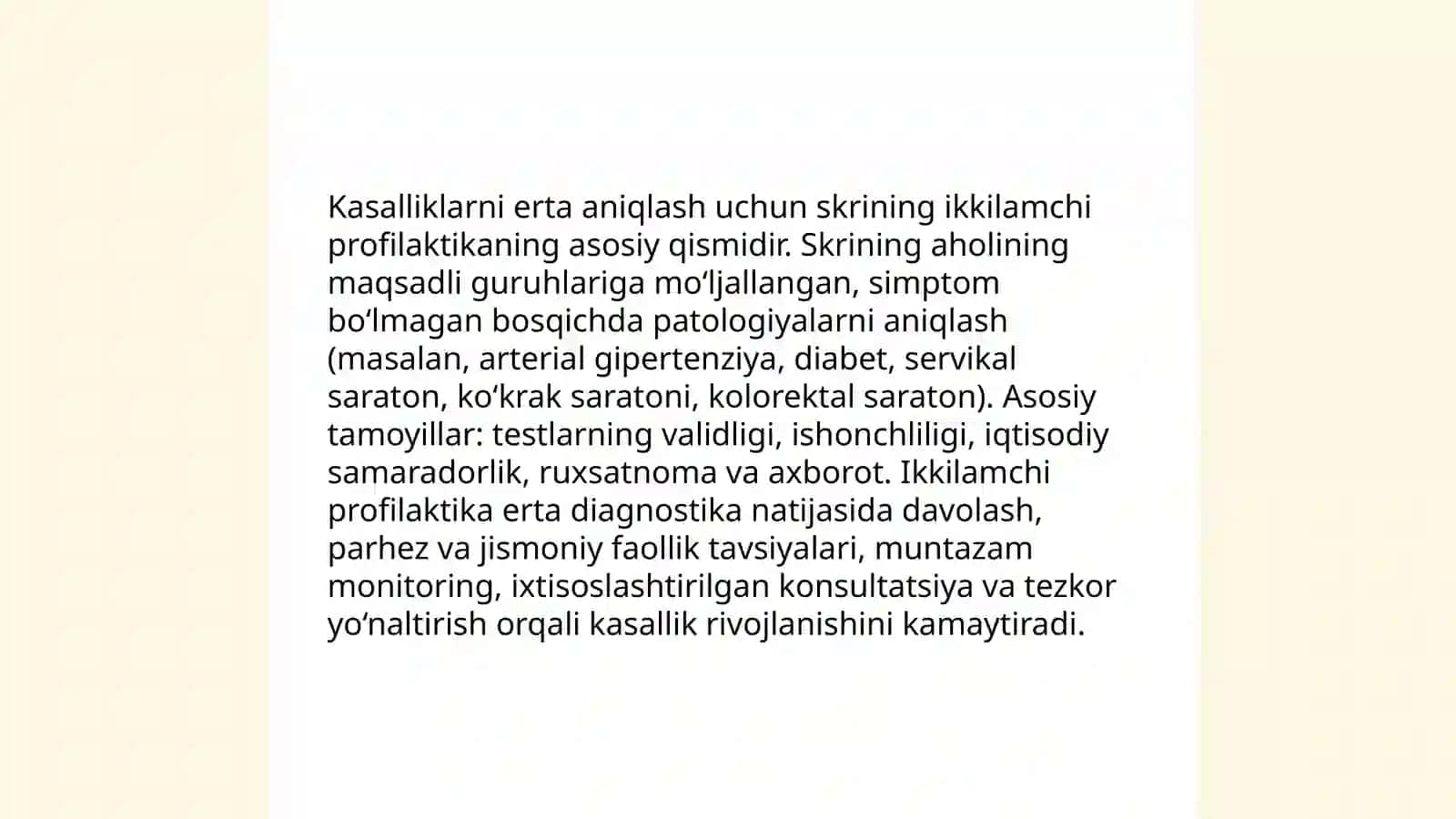 Salomatlik bilan bog'liq bo'lgan birlamchi va ikkilamchi muammolarni prafilaktika qilish 4