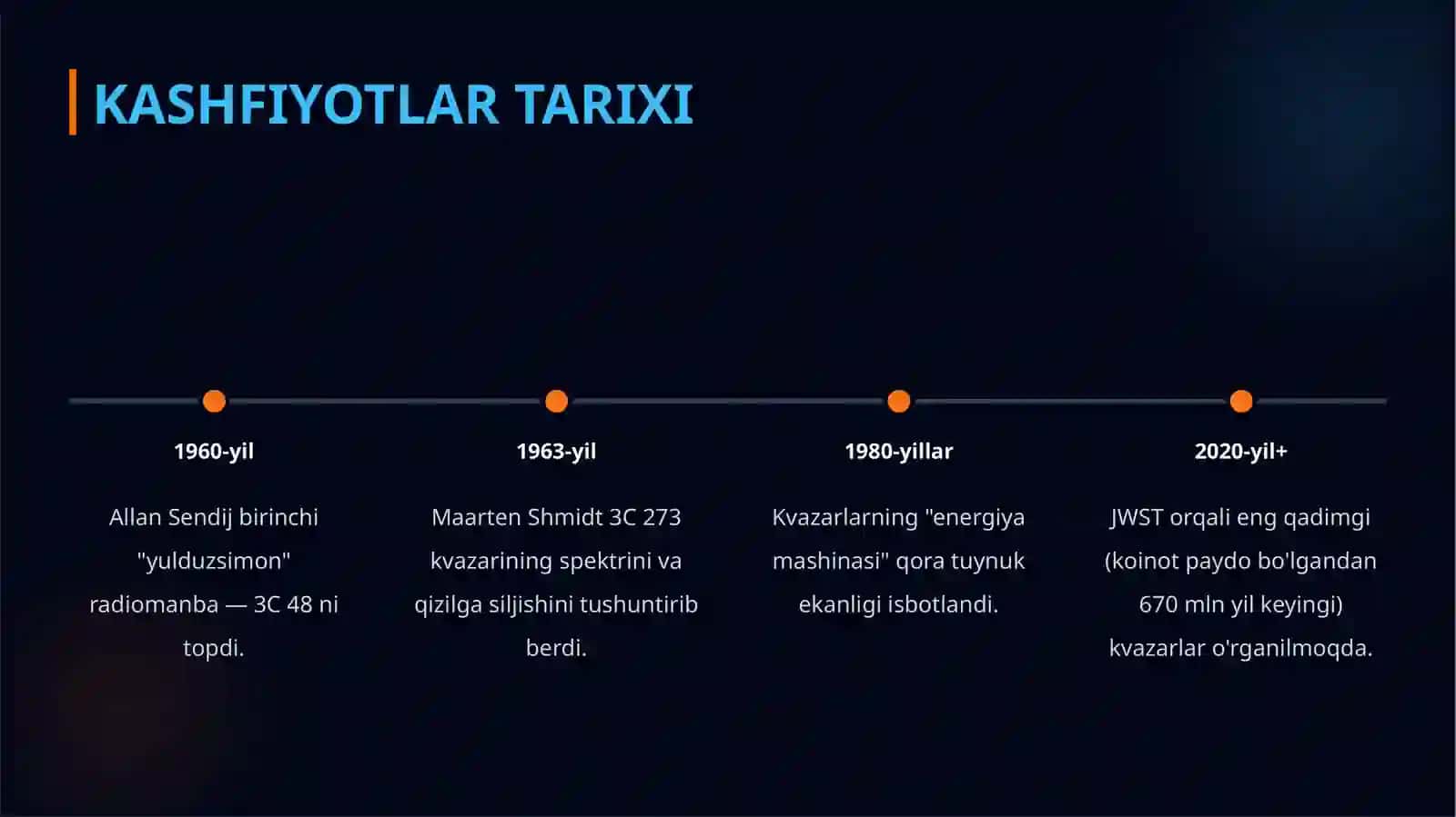 Kvazarlarning umumiy xossalari va turlari 4