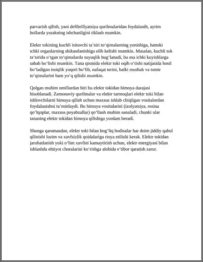 ELEKTR TOKINING ORGANIZMGA TAʼSIRI 4