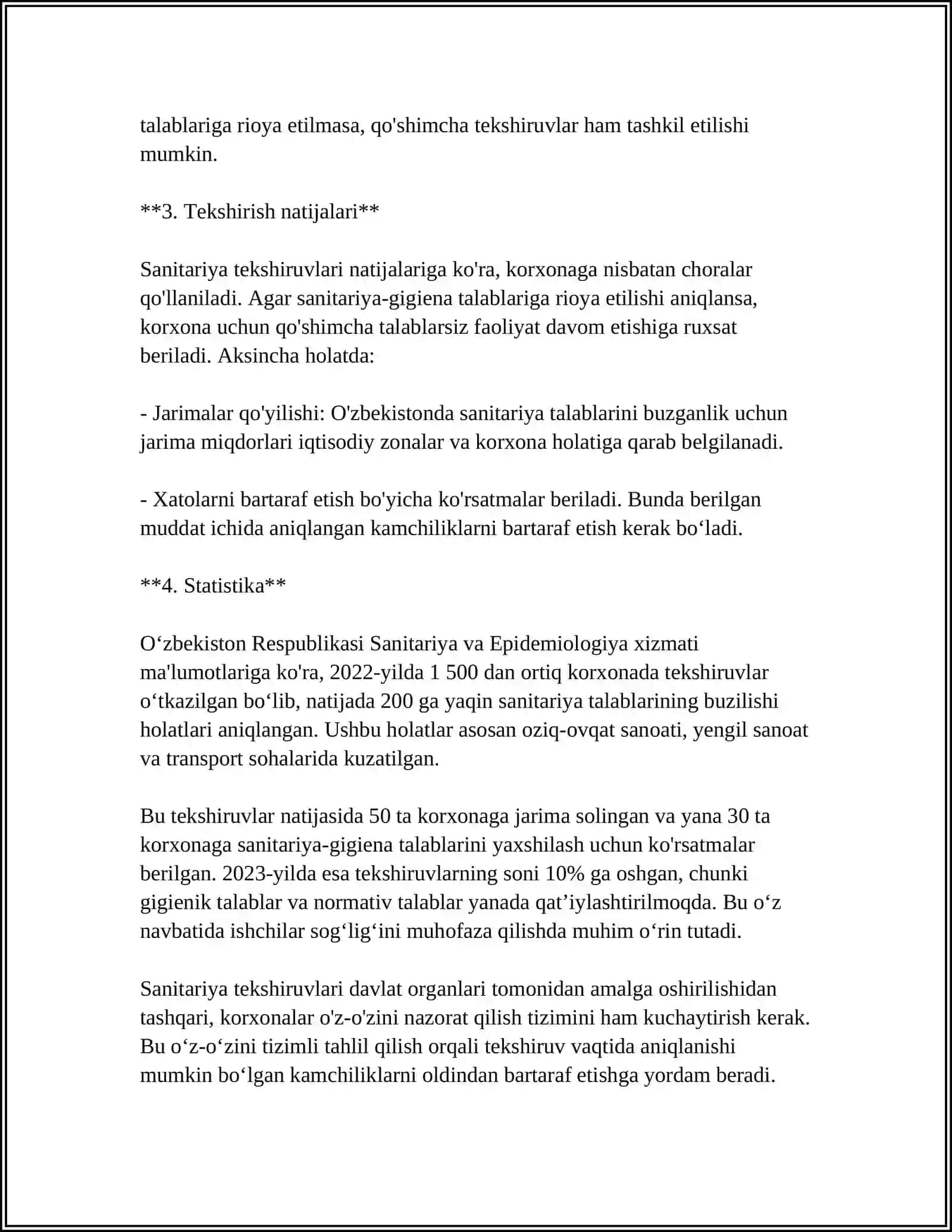 KORXONALARNI SANITARIYA JIHATDAN SINFLANISHI 4