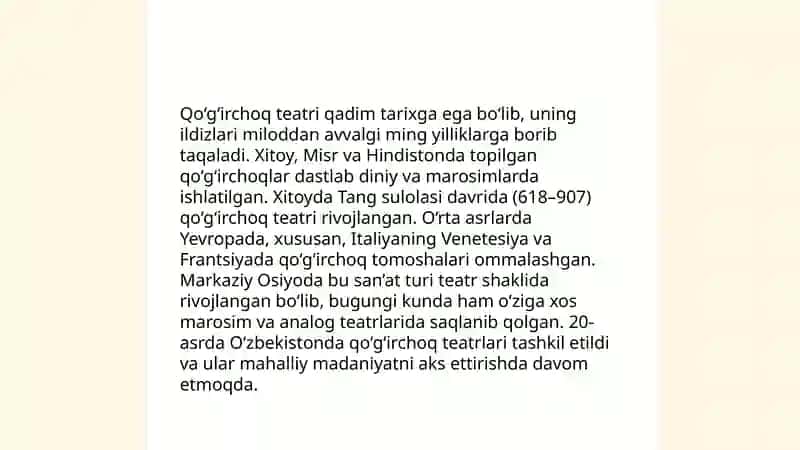 Qo‘g‘irchoq Teatrining Paydo Bo‘lishi, Tarixiy Ildizlari va Tarbiyaviy Ahamiyati 4