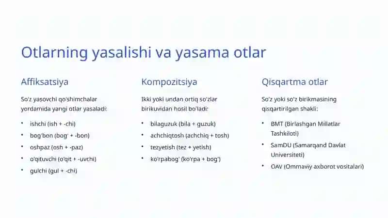 Otlarning gapdagi vazifalari 4