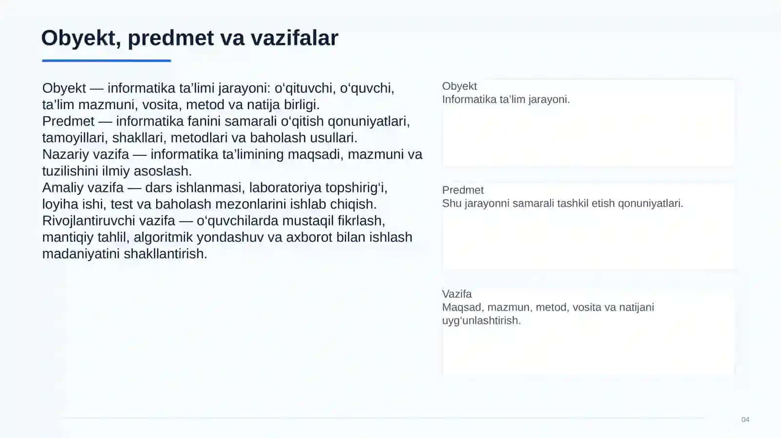Informatika o‘qitish metodikasi fan sifatida 4