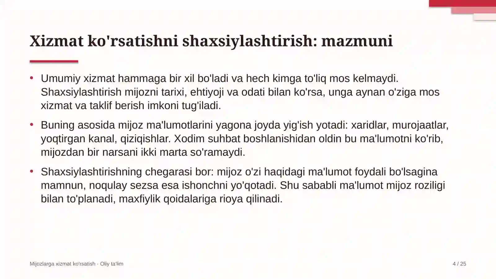 buxgalteriya xizmatlarida xizmat ko'rsatishni shaxsiylashtirish 9670 4