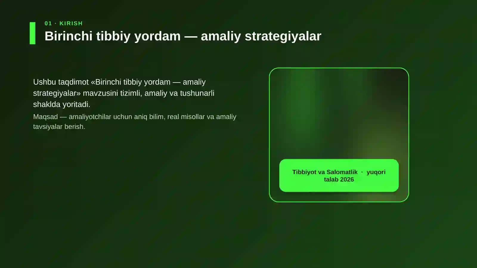 Birinchi tibbiy yordam — amaliy strategiyalar 4