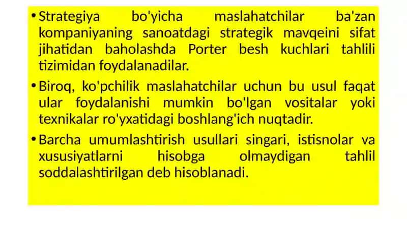 Porterning analitik sxemasi va SWOT tahlili. Tovarlarni ilgari surish: tarmoqlar va tarqatish kanallari. 4