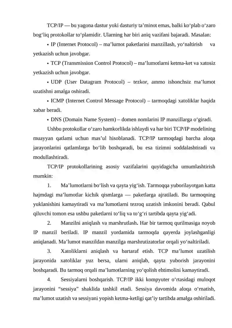 TCP/IP protokollar steki 4