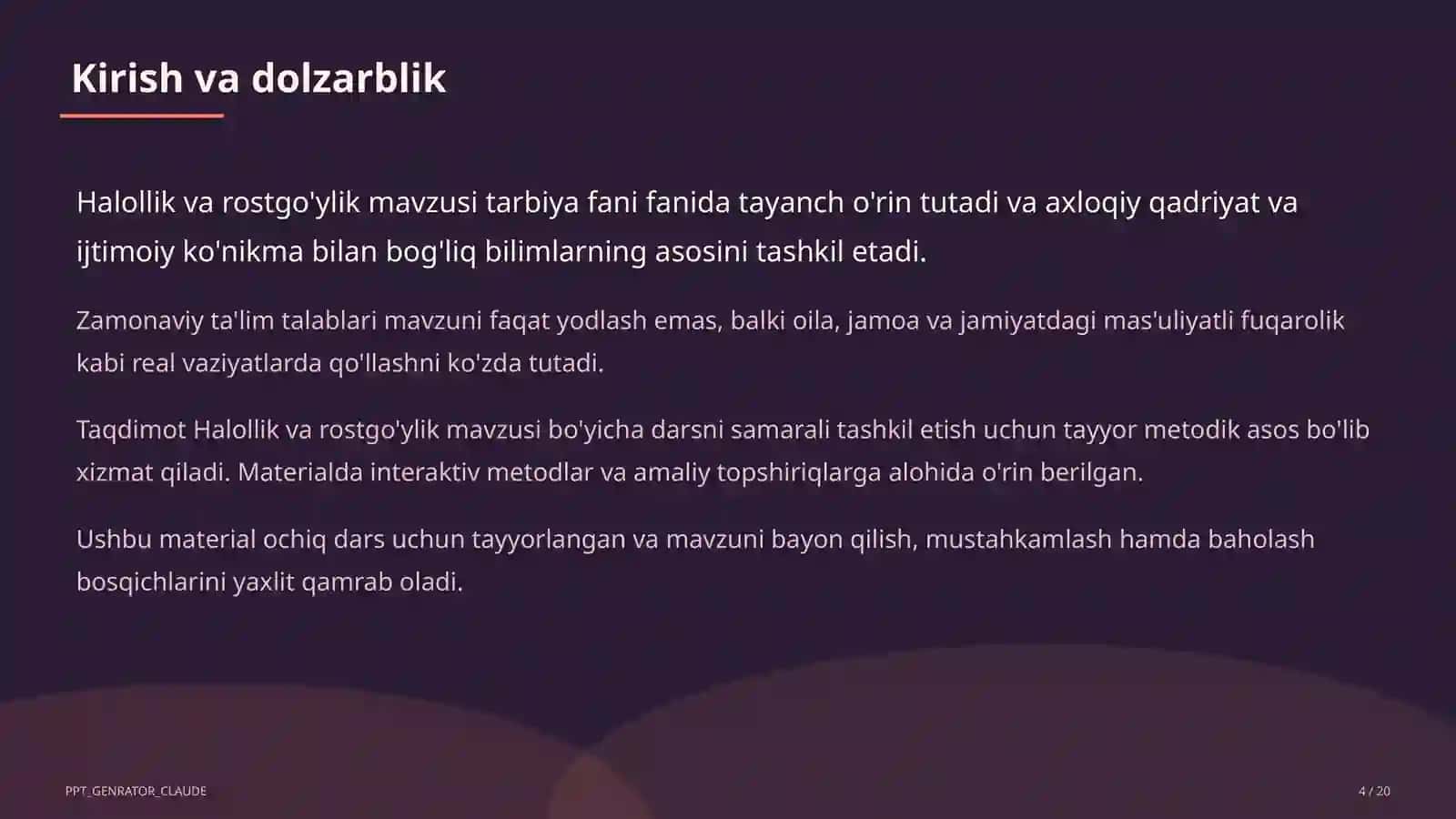 Halollik va rostgo'ylik (2-sinf) 4