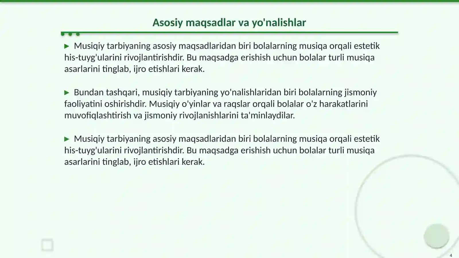 Maktabgacha ta'lim tashkilotlarida musiqaviy tarbiyaning maqsad va vazifalari 4