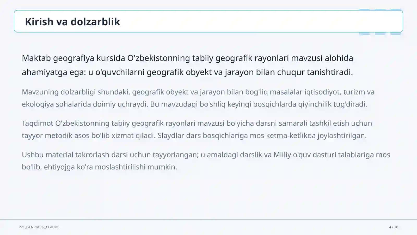 O'zbekistonning tabiiy geografik rayonlari (8-sinf) 4
