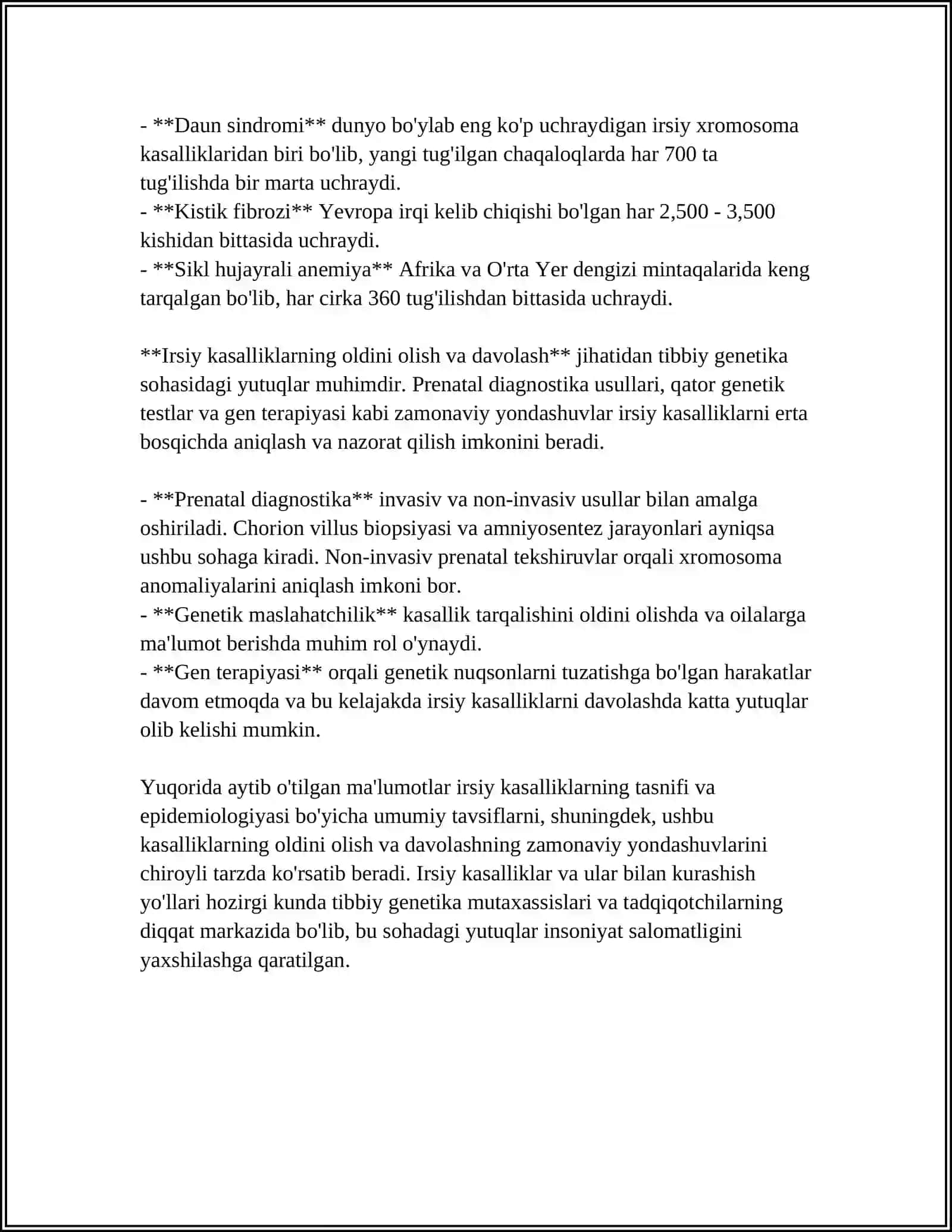 IRSIY KASALLIKLAR VA TIBBIY GENETIKA 4