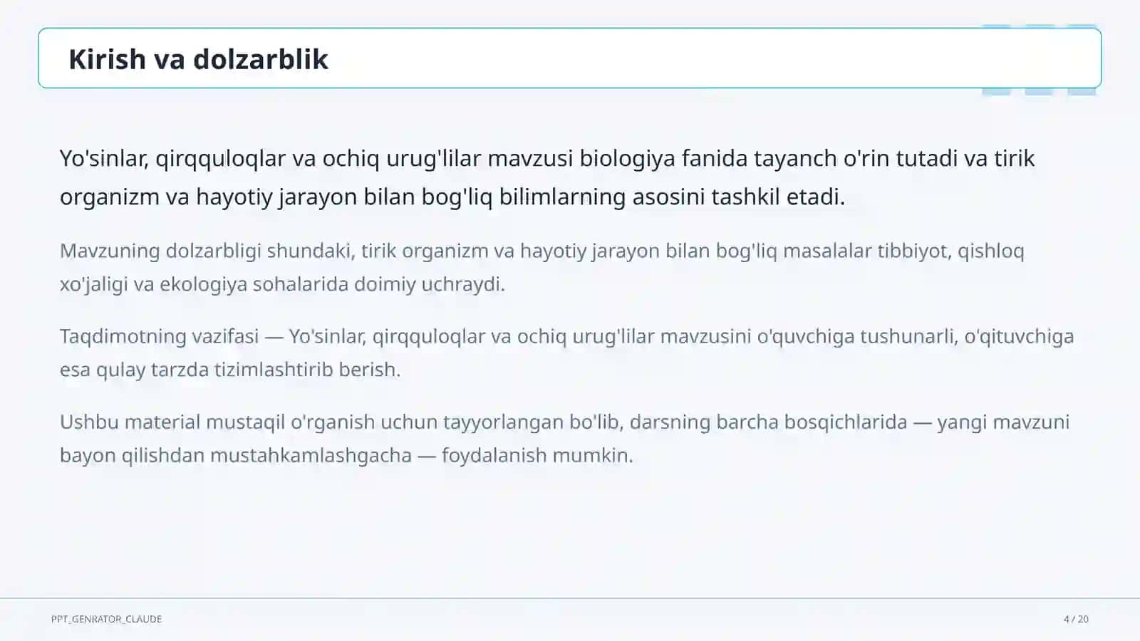 Yo'sinlar, qirqquloqlar va ochiq urug'lilar (6-sinf) 4