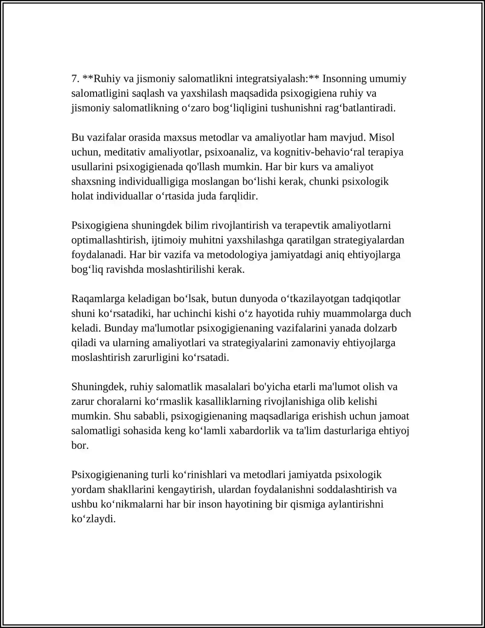 PSIXOGIGIYENA HAQIDA MALUMOT TIBBIYOT HODIMI PSIXOGIGIYENASI 4