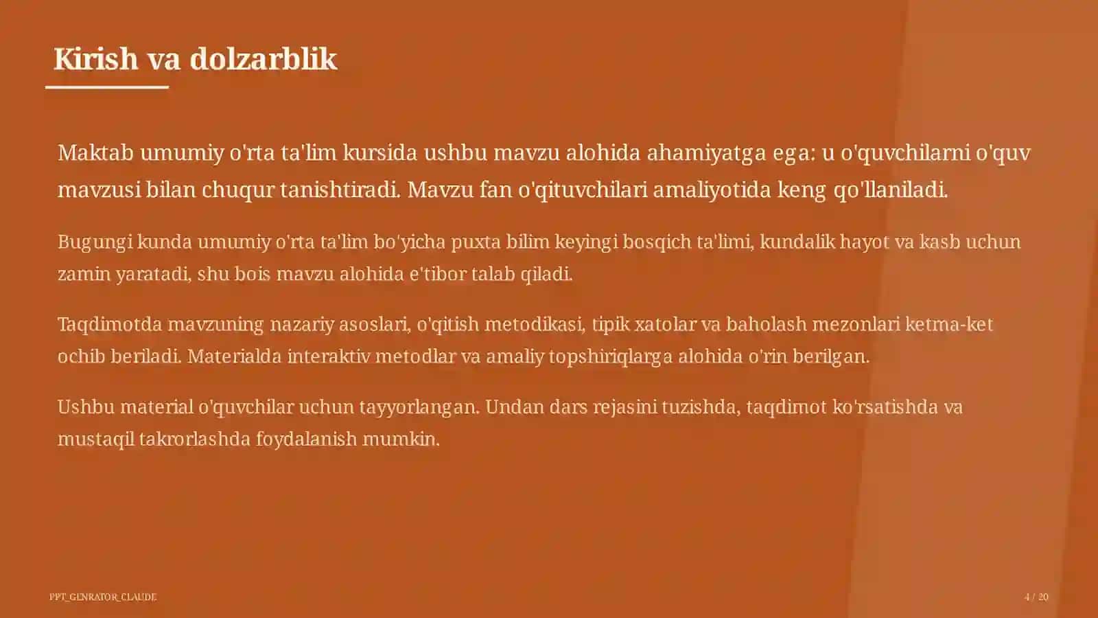 Dolzarb mavzular - maktab va o'qituvchilar 4