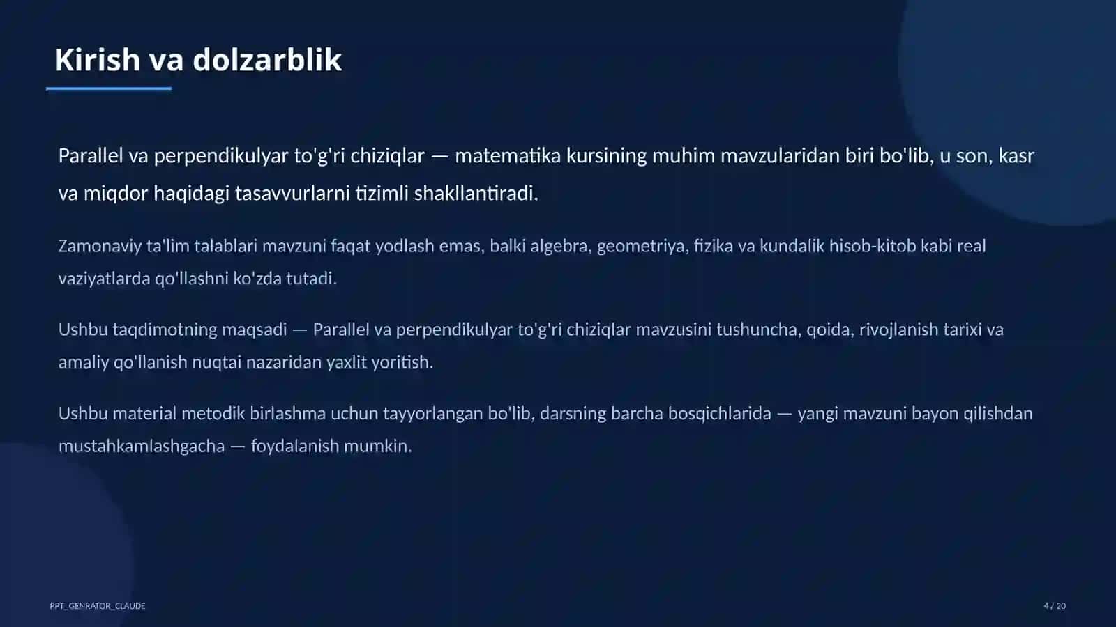 Parallel va perpendikulyar to'g'ri chiziqlar (6-sinf) 4