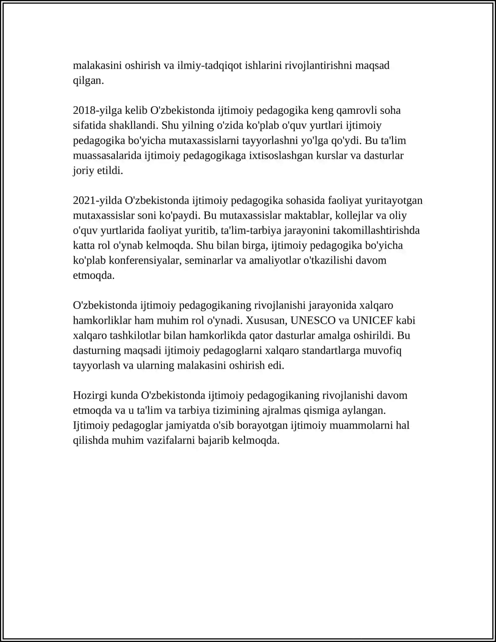 O'ZBEKISTONDA IJTIMOIY PEDAGOGIKA FANING PAYDO BO'LISHINING MADANIY TARIXIY IJTIMOIY-HUQUQIY SHART SHAROITLARI 4
