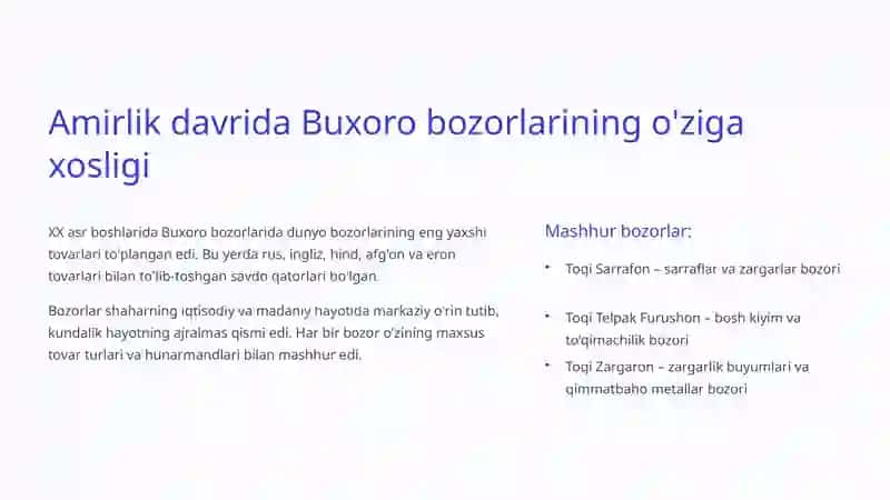 Buxorodagi Bozorlar: Tarix, Madaniyat va Zamonaviy Rivojlanish 4