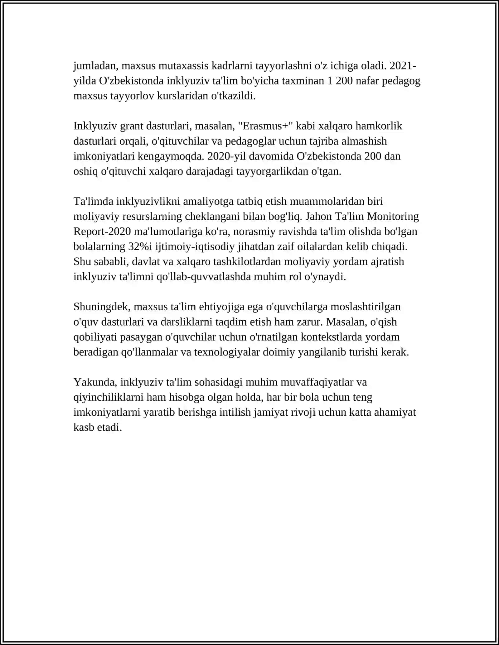 INKLYUZIF TA'LIM MODELLARI:TAHLILI VA XUSUSIYATLARI 4