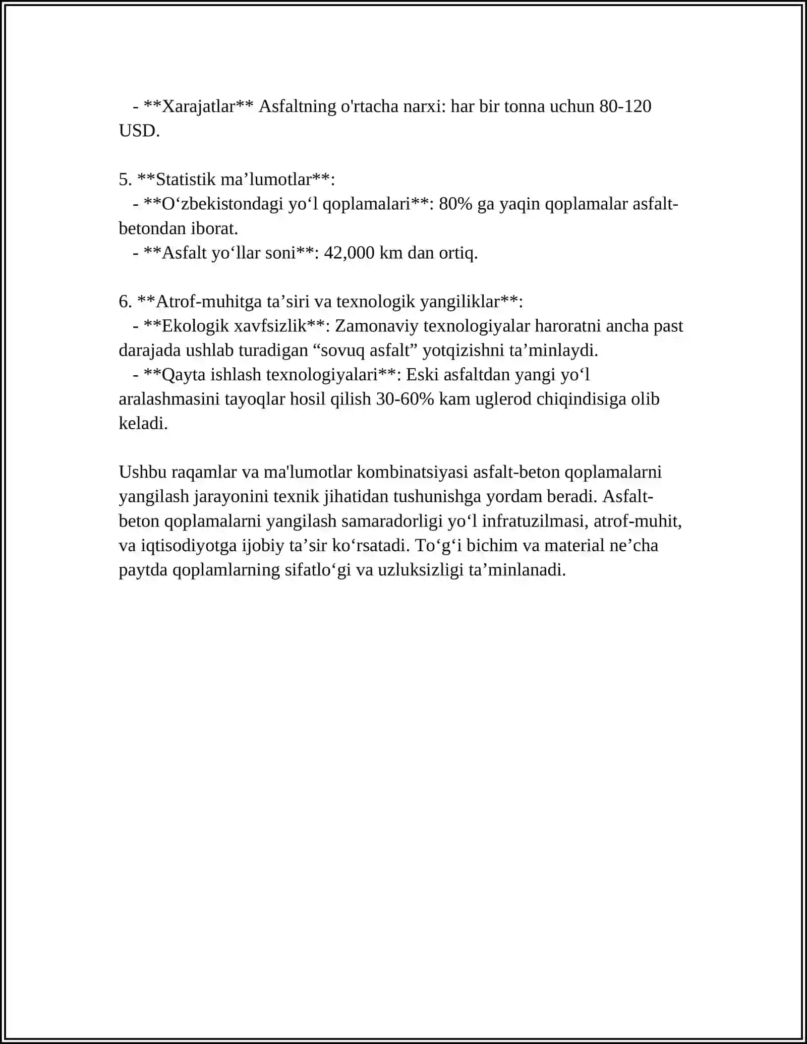 AVTOMOBIL YOʻLLARINI REKONSTRUKSIYA QILISHDA BAJARILADIGAN ISHLARNI ÓZIGA XOS TOMONLARI 4