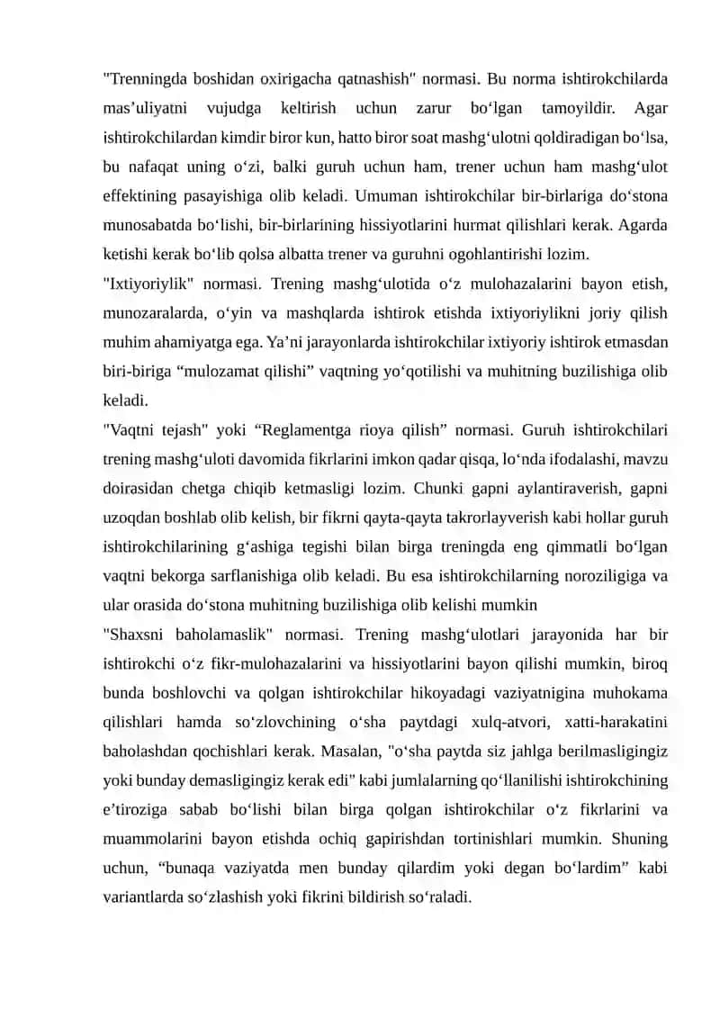 Trenning mashg’ulotlarini olib boorish usullari 4