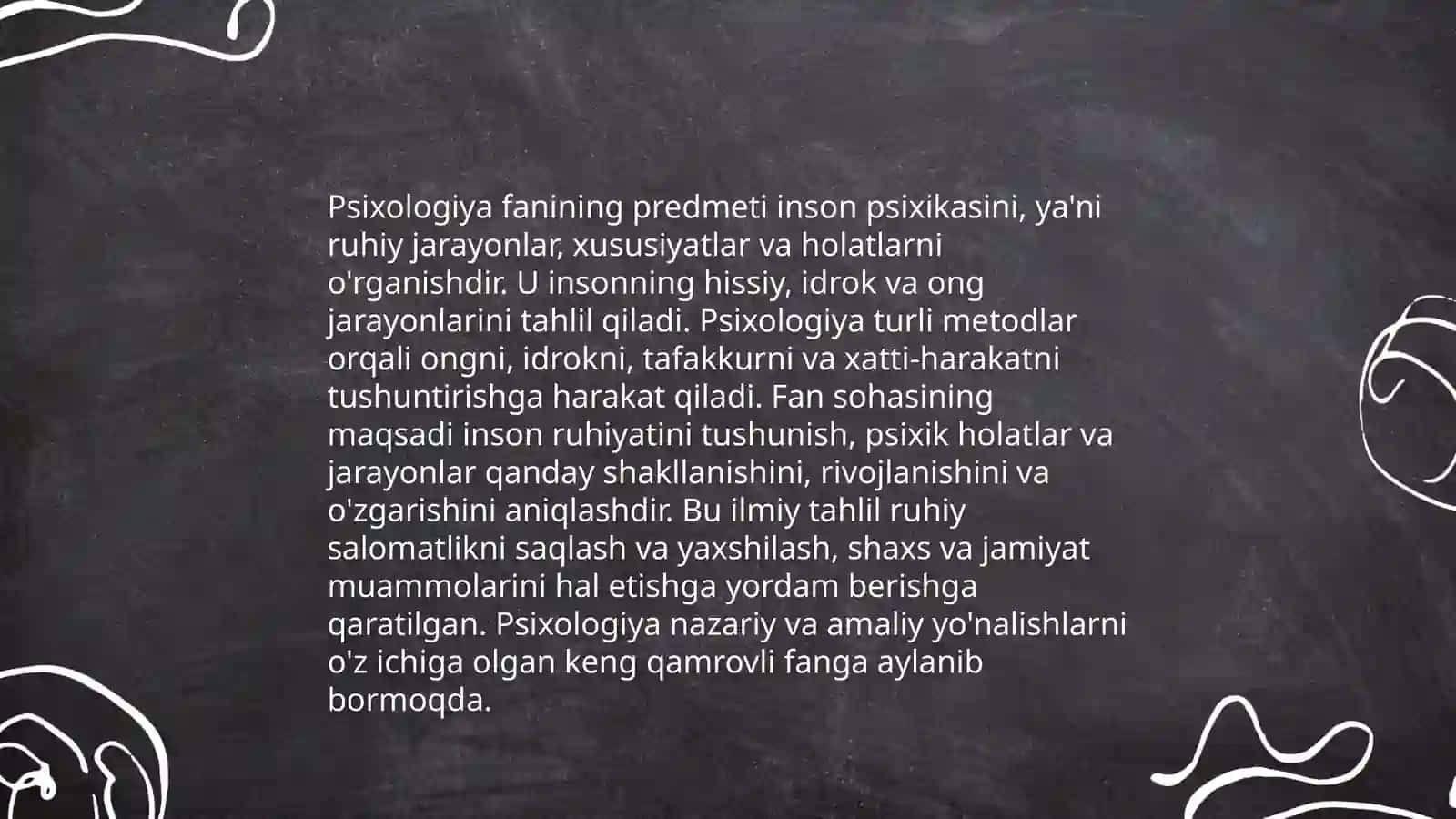 Umumiy psixologiya fanining taraqqiyot bosqichlari predmeti va asosiy vazifalari. O‘zbek, rus va xorij psixolog olimlari psixologik qarashlari 4