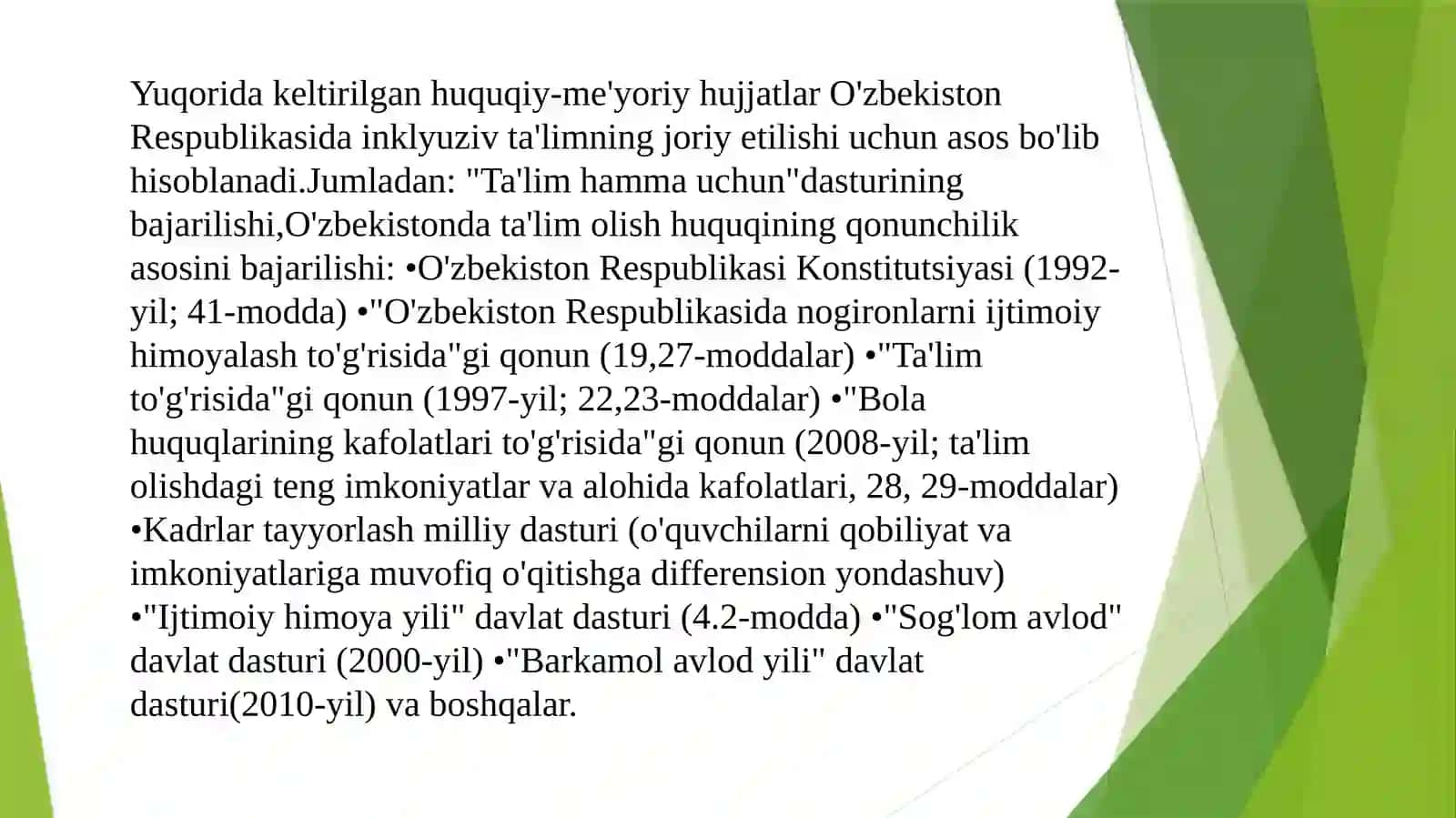 O'zbekistonda inklyuziv ta'limning huquqiy asoslari 4