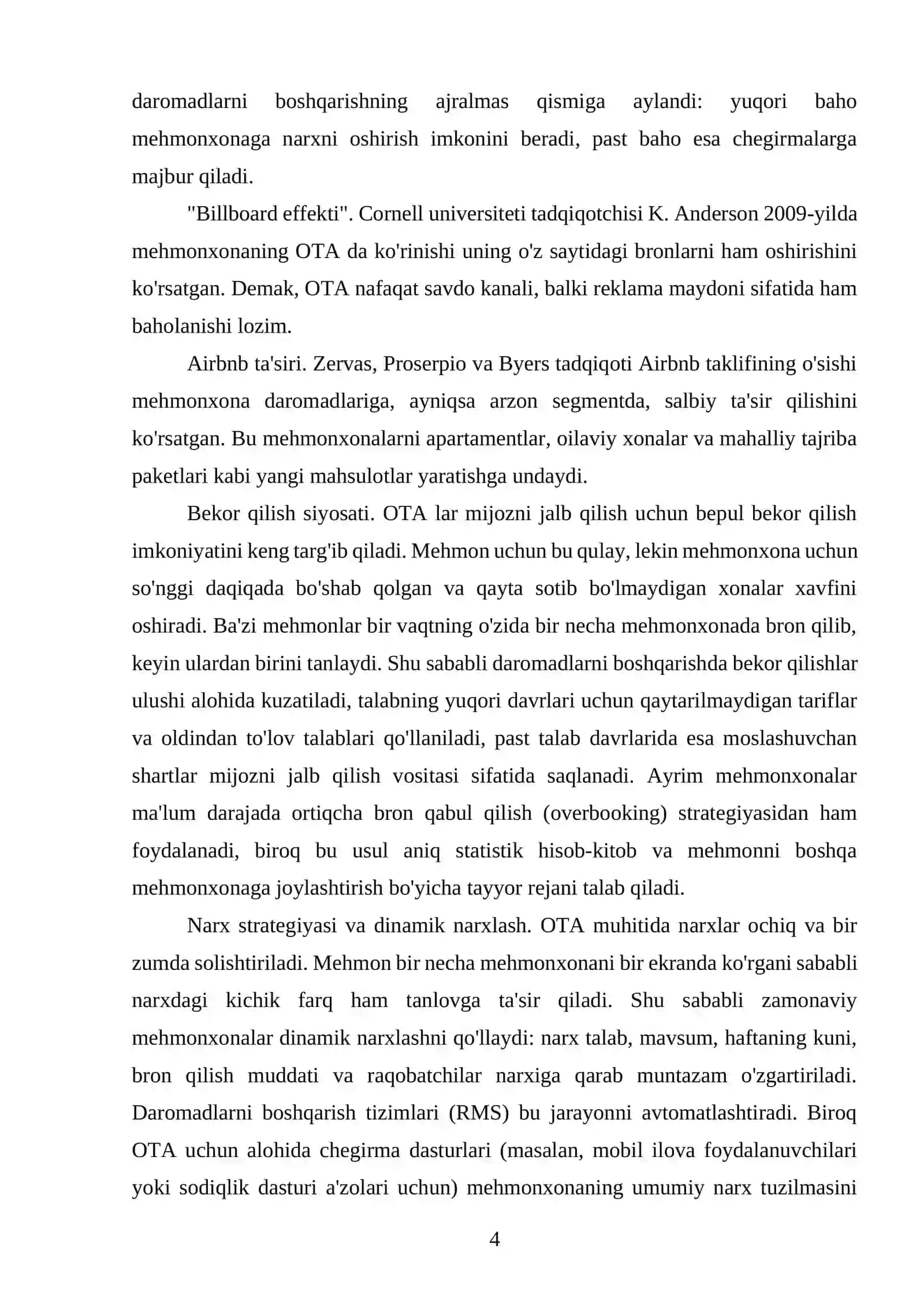 OTA PLATFORMALARINING MEHMONXONA DAROMADLARINI BOSHQARISHGA TA'SIRI VA TARQATISH KANALLARINI OPTIMALLASHTIRISH 4