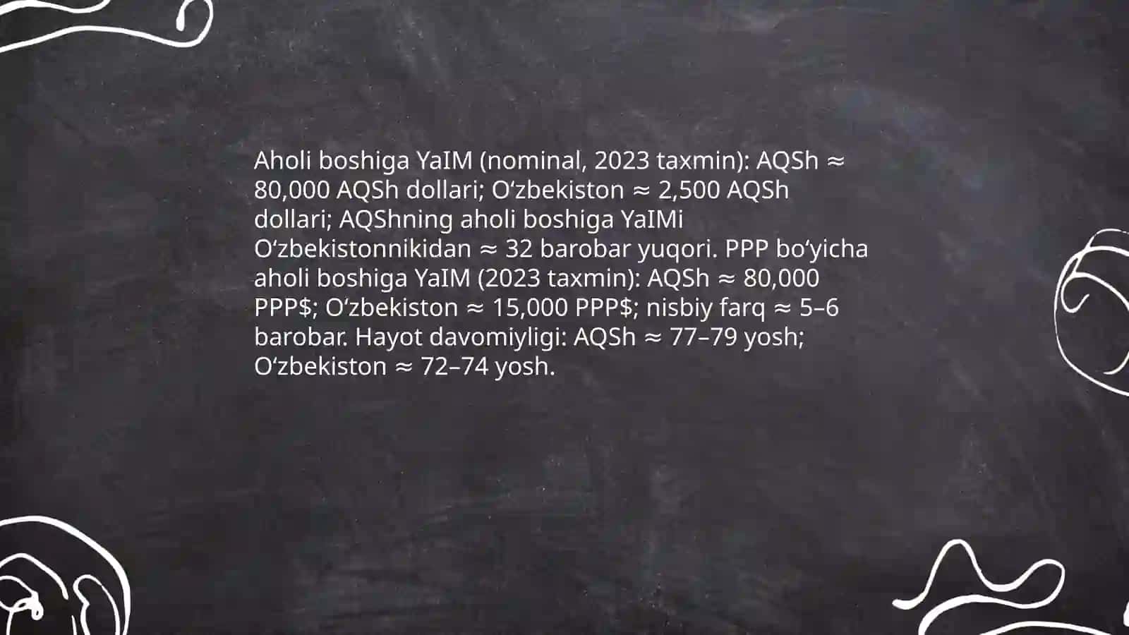 O'zbekiston va Amerika Qo'shma Shtatlari iqtisodiyotini solishtirish 4