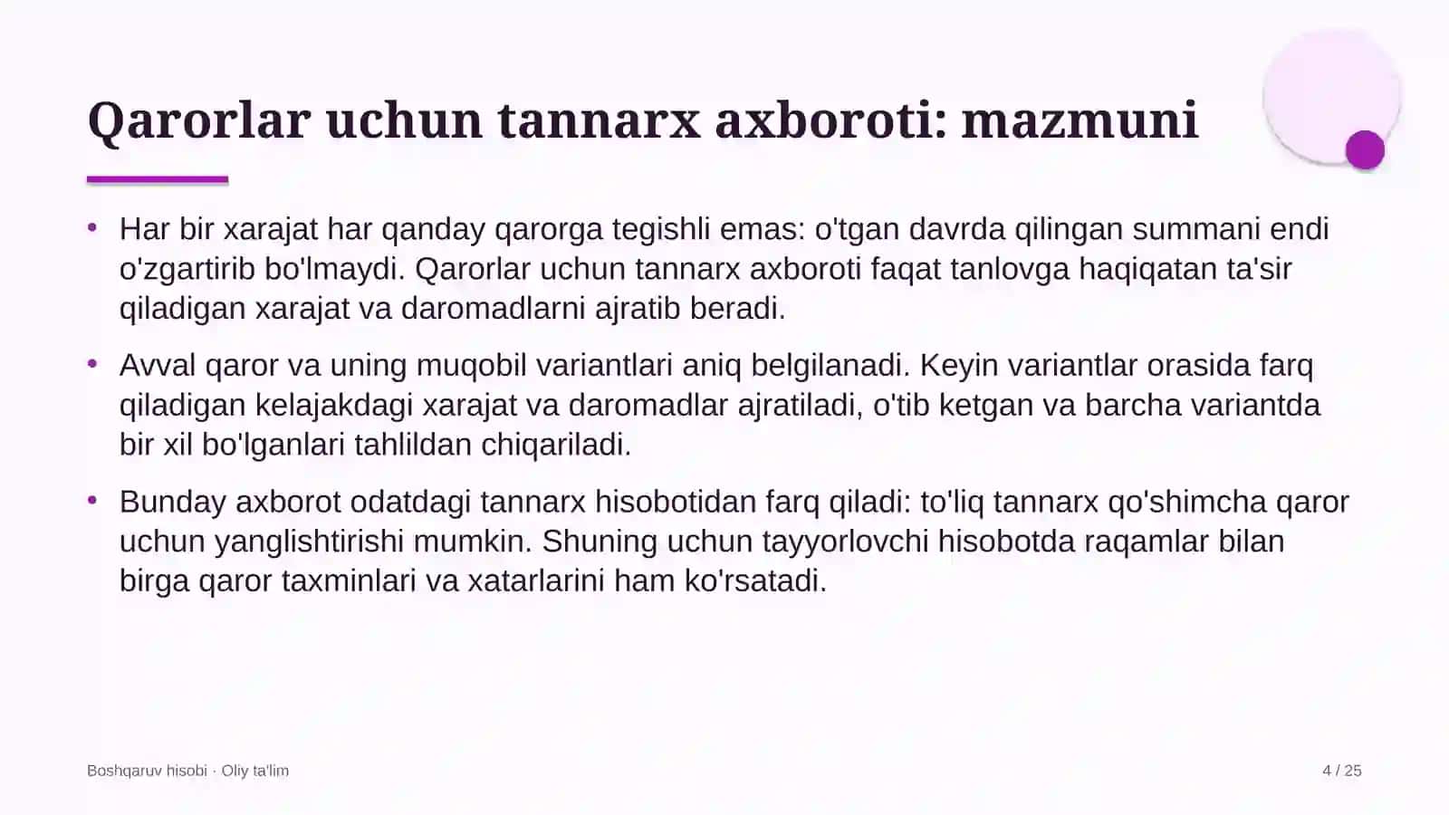 silga qarshi kurash dispanserlarida boshqaruv qarorlari uchun tannarx axborotini tayyorlash 6021 4