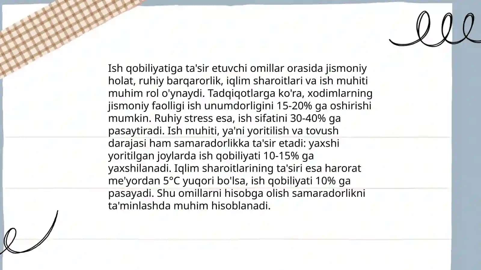 Ish qobiliyatini yil, chorak va kun davomida o'zgarishi 4