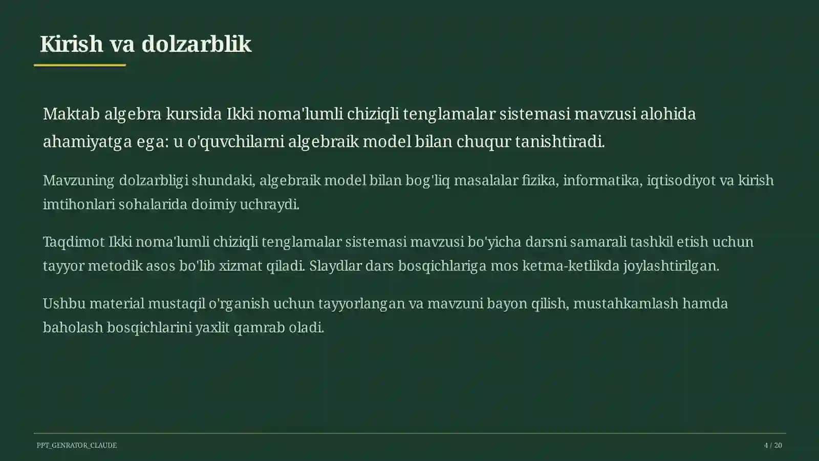Ikki noma'lumli chiziqli tenglamalar sistemasi (7-sinf) 4