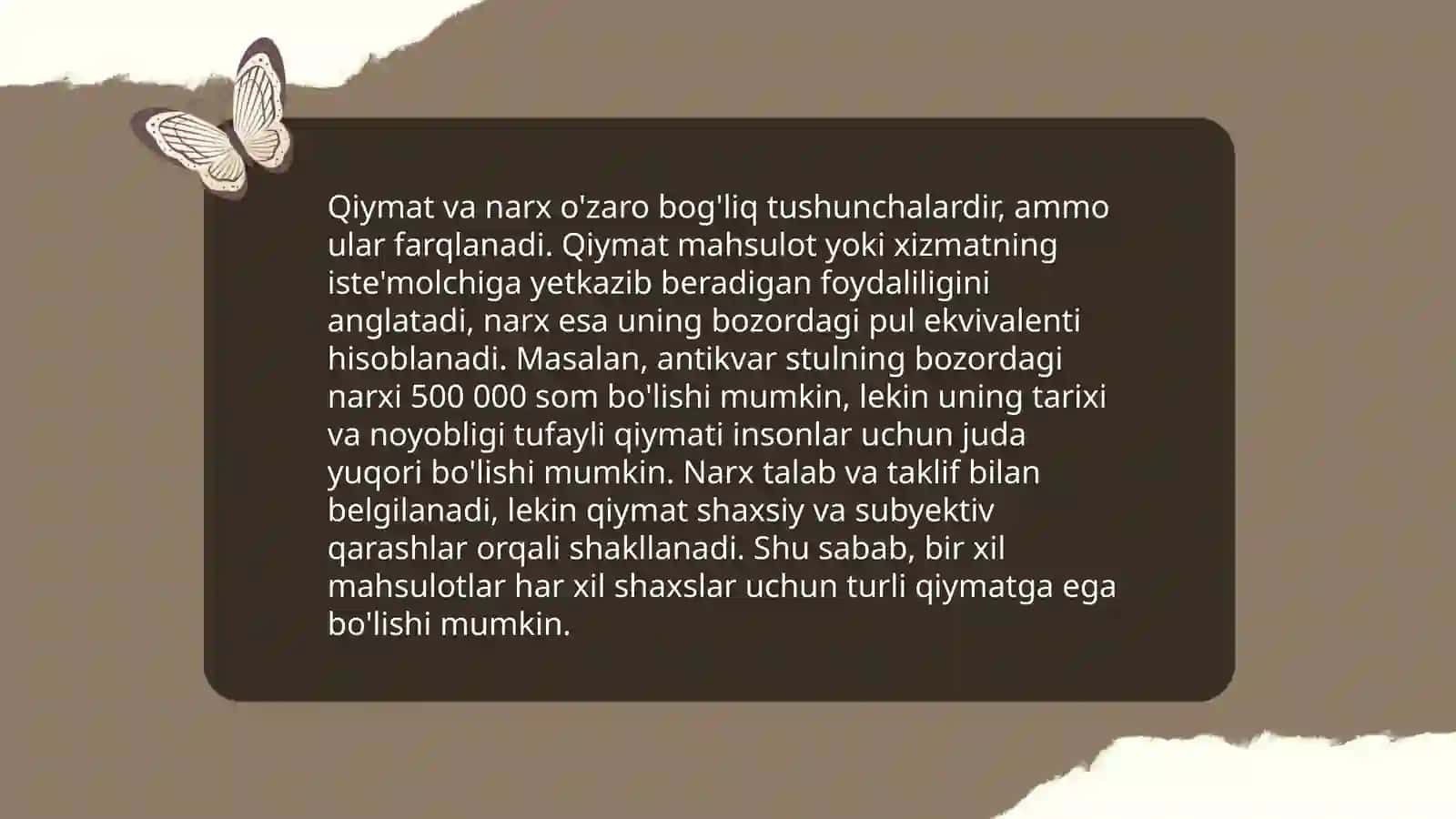 Qiymat va narx tushinchalarini hisoblash usullari 4