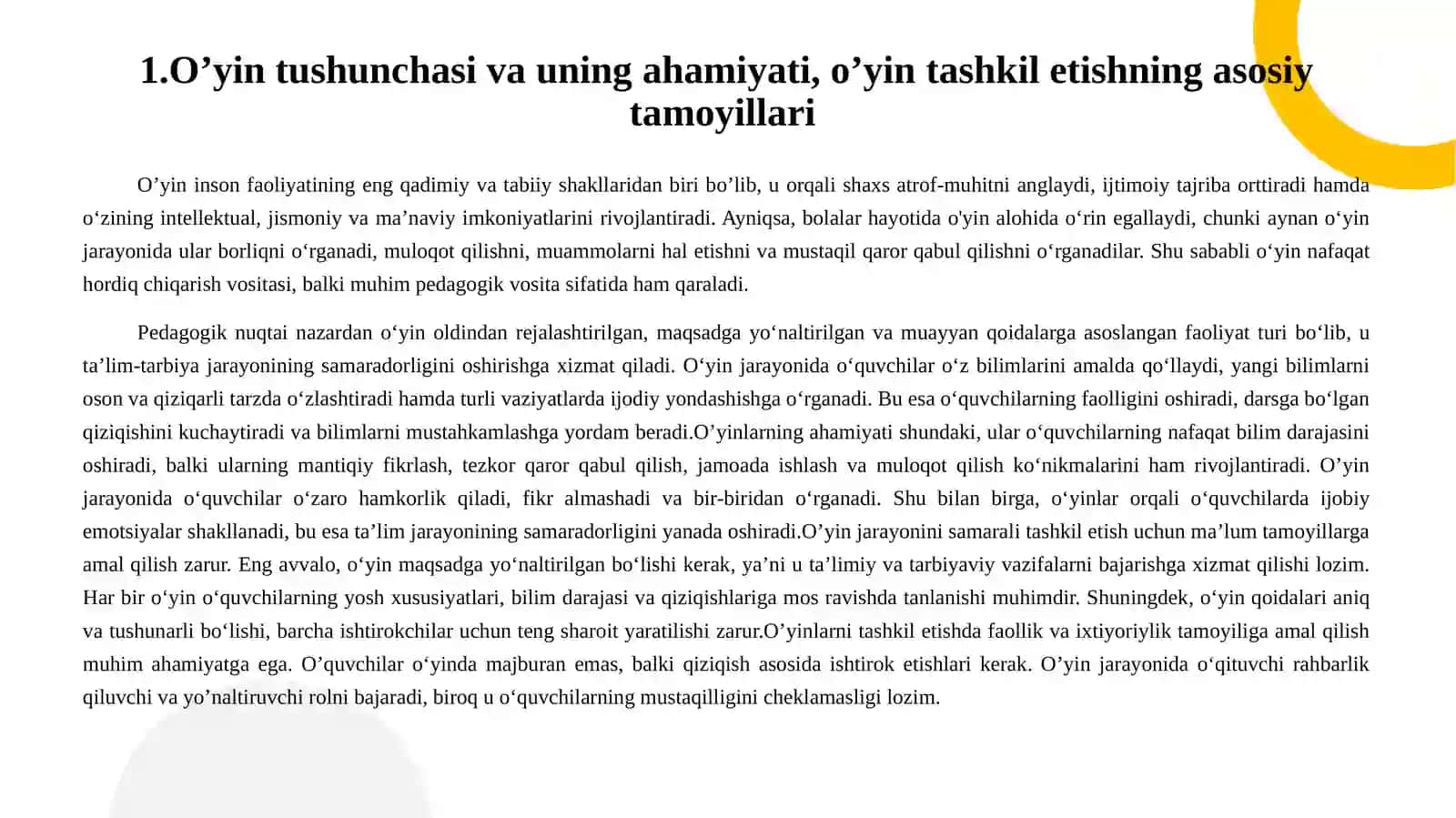 O’yin tushunchasi va uning ahamiyati 4