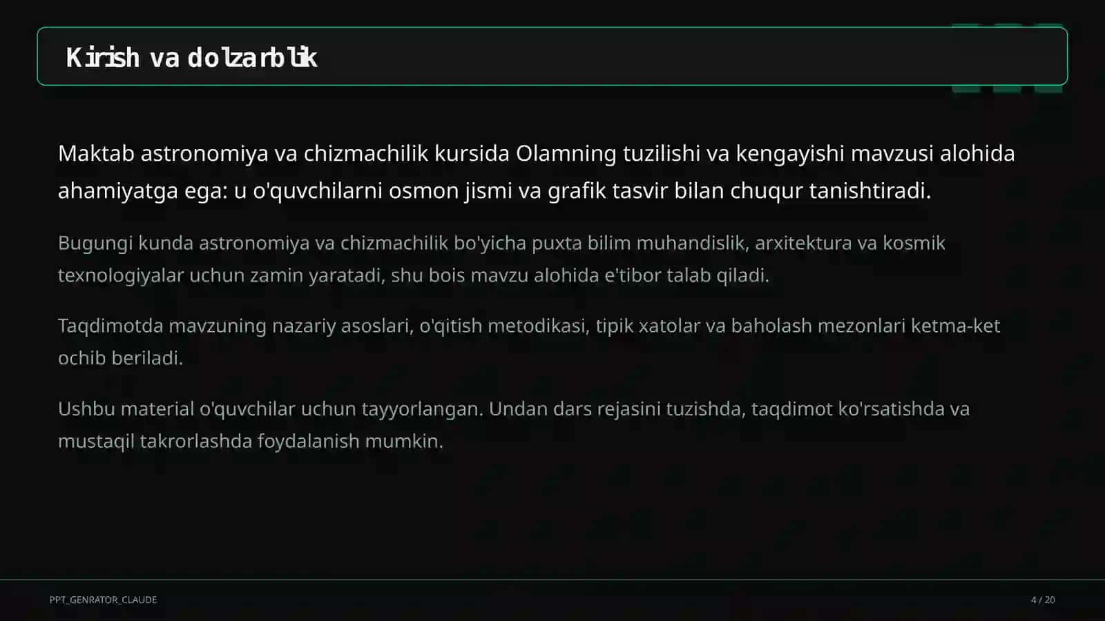 Olamning tuzilishi va kengayishi (11-sinf) 4