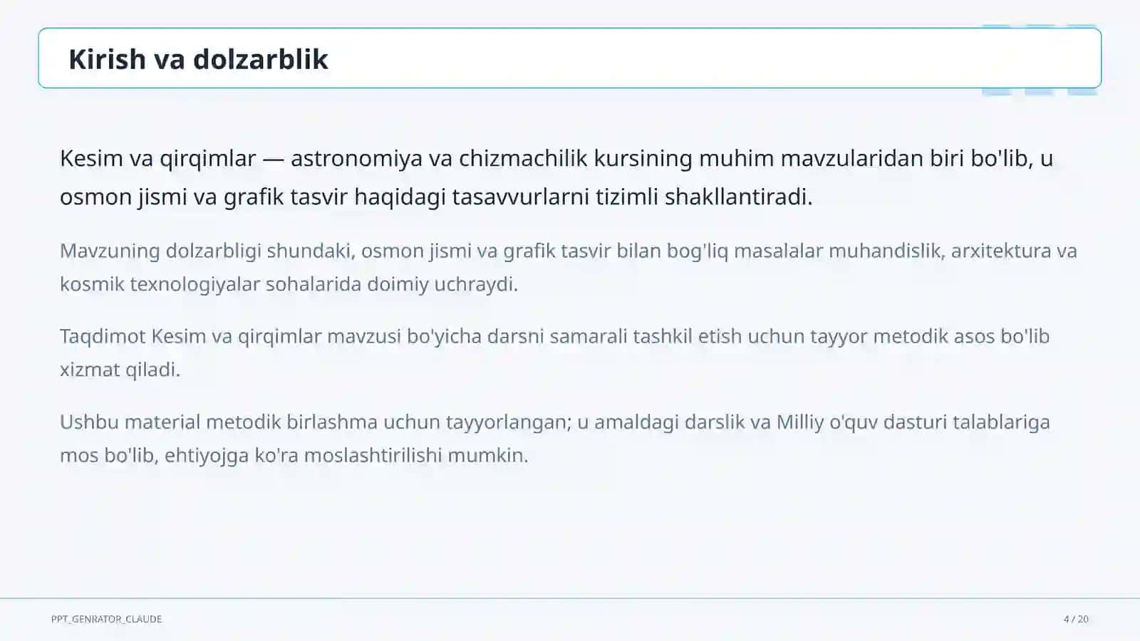Kesim va qirqimlar (9-sinf) 4