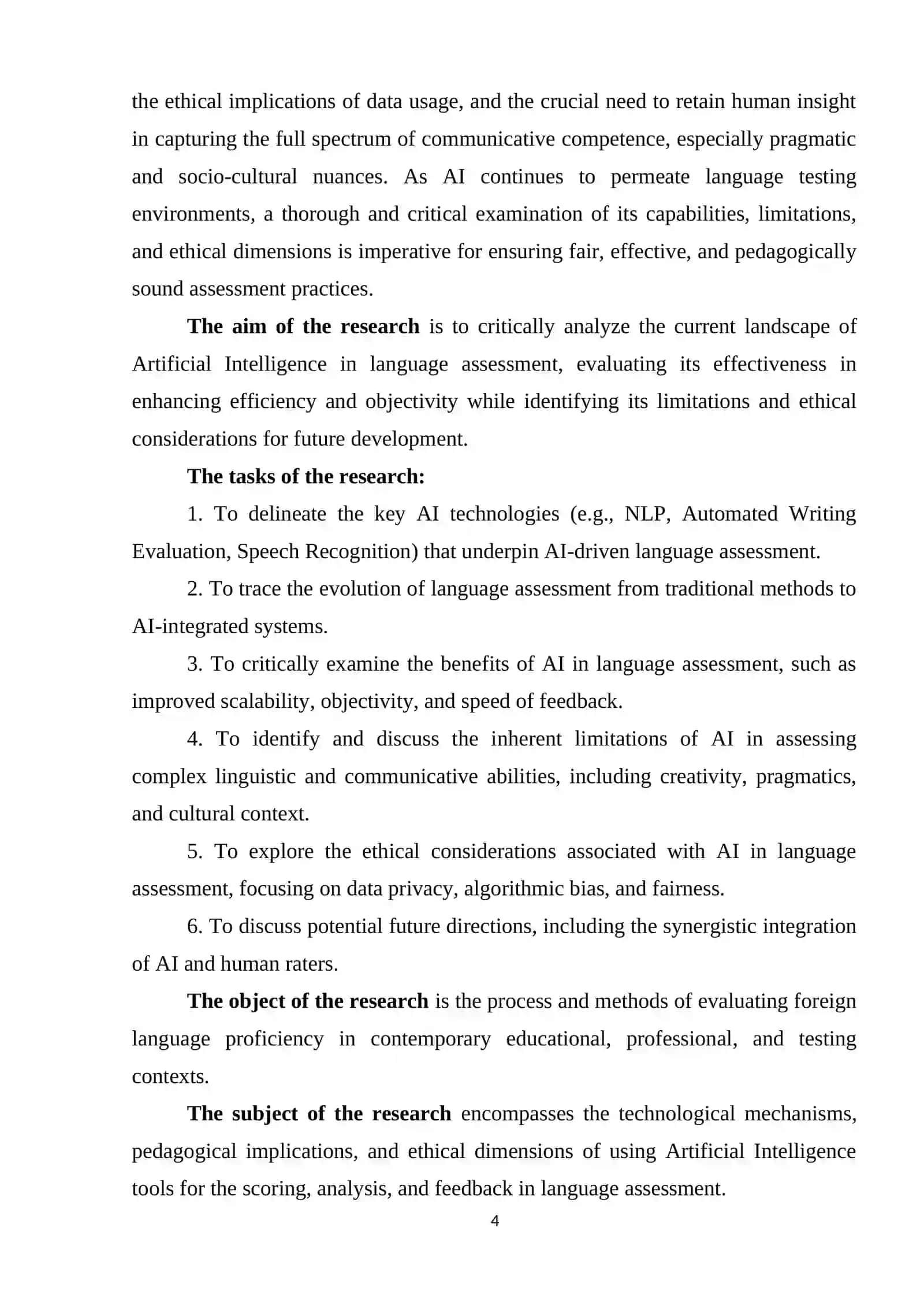 COURSE WORK THEME: USING ARTIFICIAL INTELLIGENCE IN LANGUAGE ASSESSMENT 4