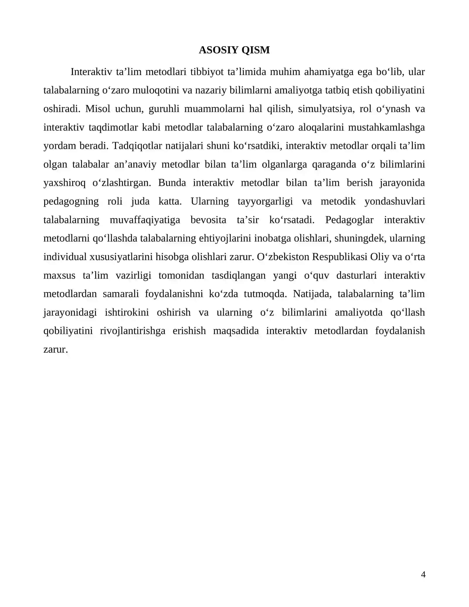 Tibbiyot ta’limida interaktiv metodlardan foydalanish samarasi 4