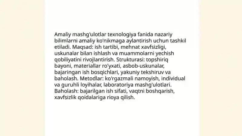 Texnologiya fanini o’qitish shakllari 4