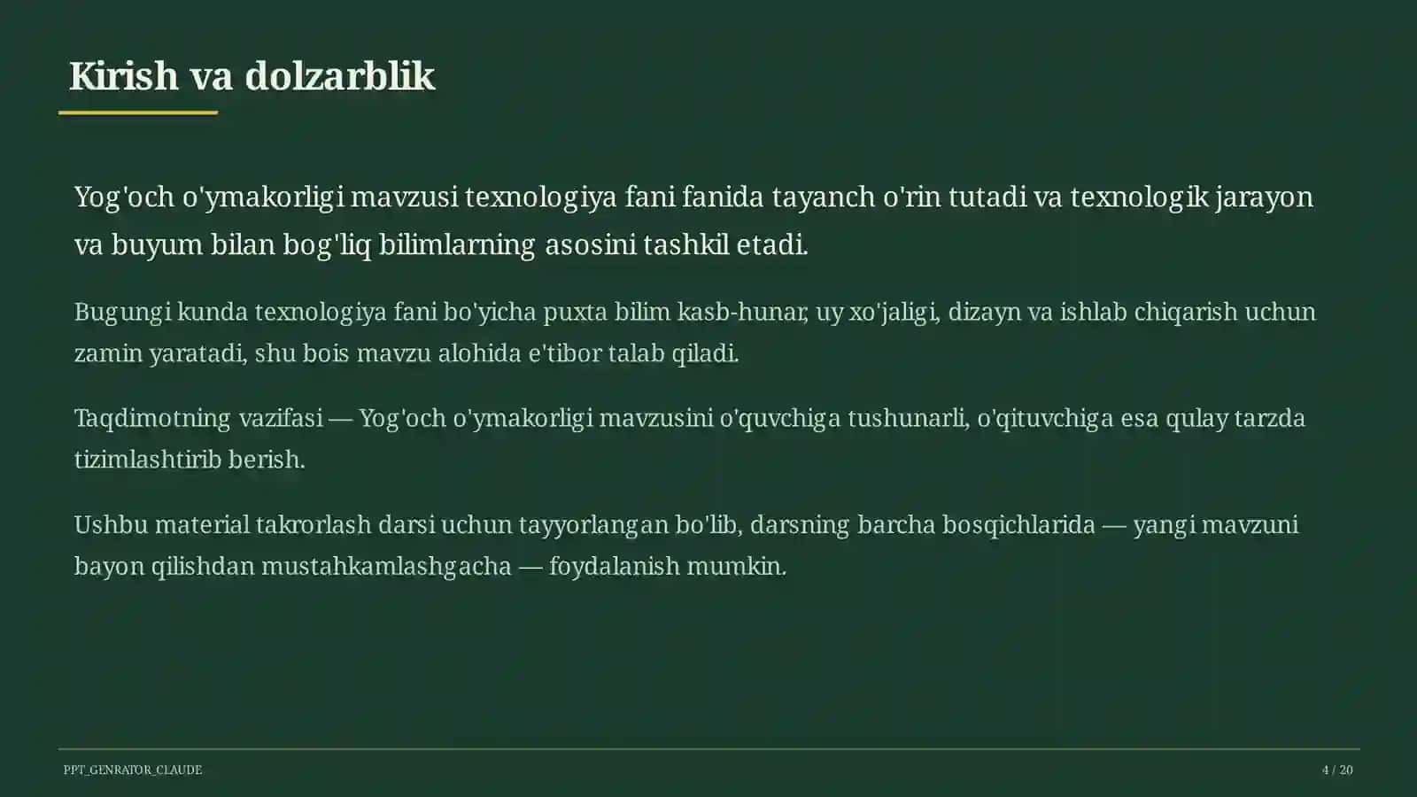 Yog'och o'ymakorligi (7-sinf) 4