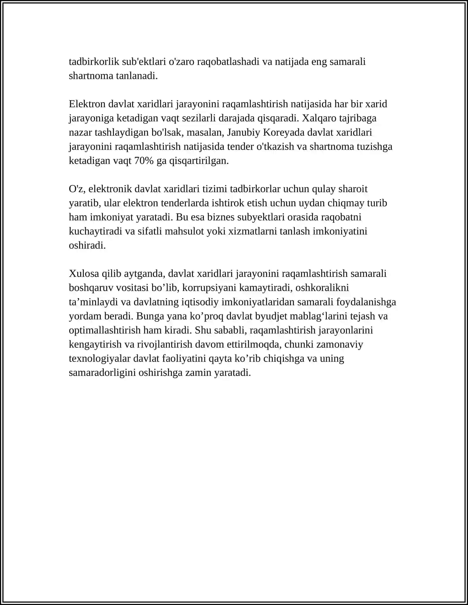 DAVLAT XARIDLARI TIZIMIDA OCHIQLIK VA SHAFFOFLIKNI OSHIRISH YOʻNALISHLARI 4