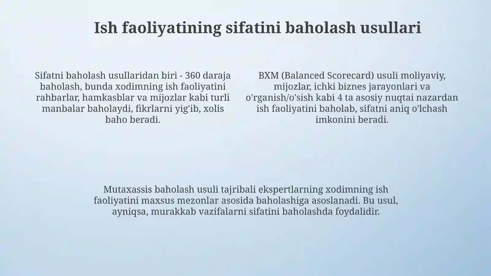 Ish faoliyatini baholash 4
