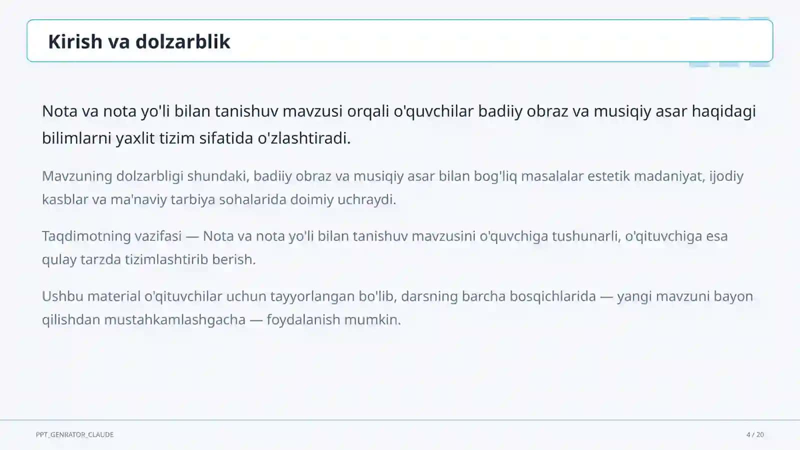 Nota va nota yo'li bilan tanishuv (2-sinf) 4