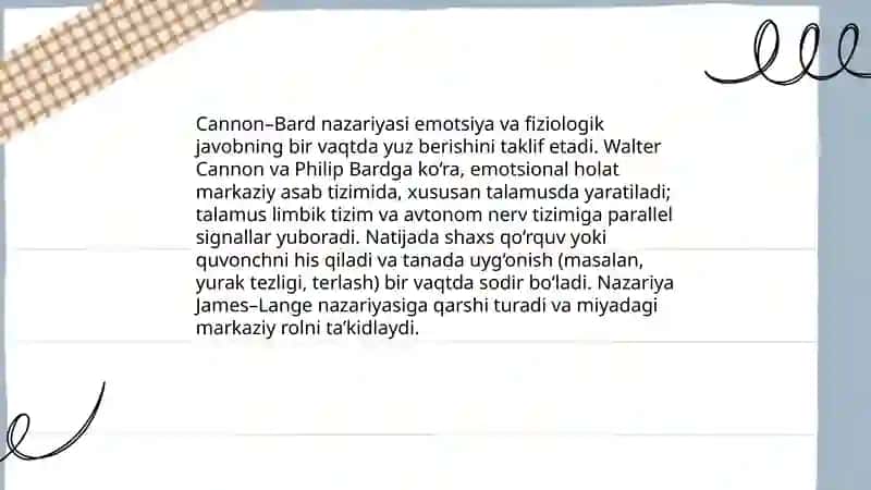 Emotsiya haqidagi psixologik nazariyalar 4