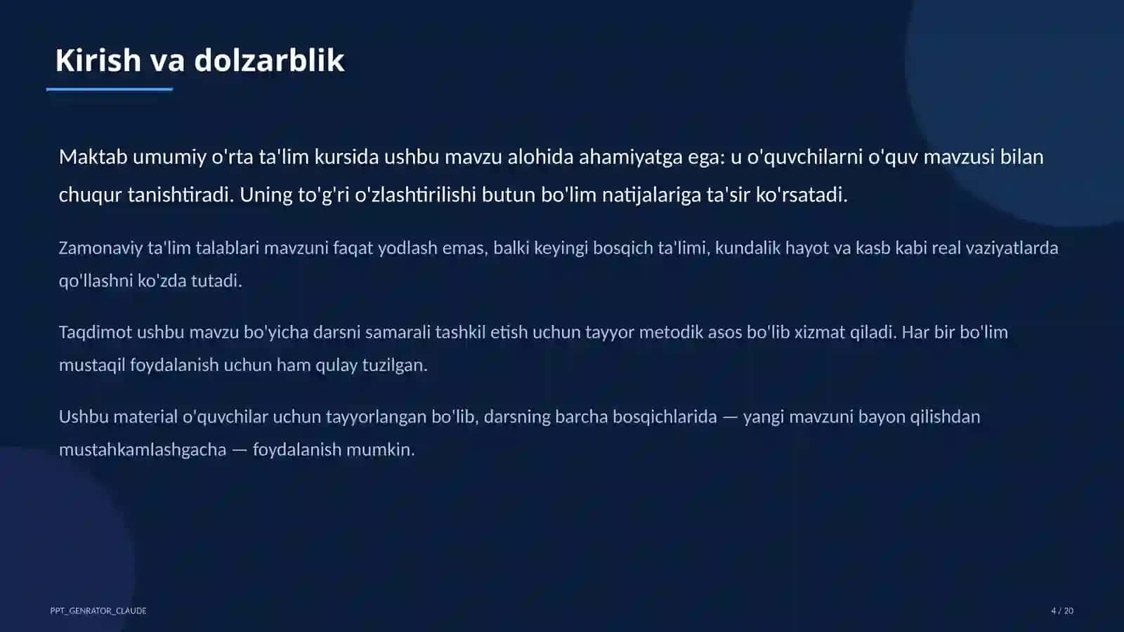 Iqtisodiyot va biznes - 9-11-sinflar uchun yangi fan: mazmuni va dars misollari 4