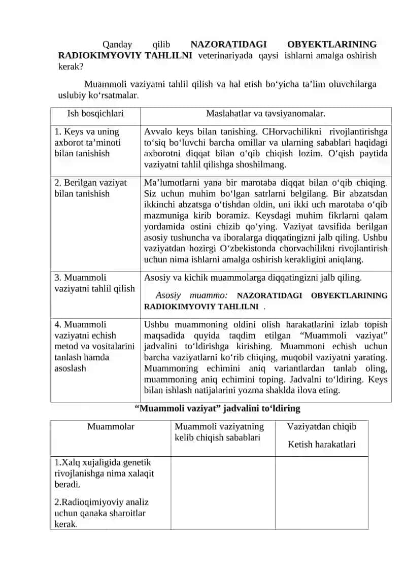 VETERINARIY NAZORATIDAGI OBYEKTLARINING RADIOKIMYOVIY TAHLILI 4
