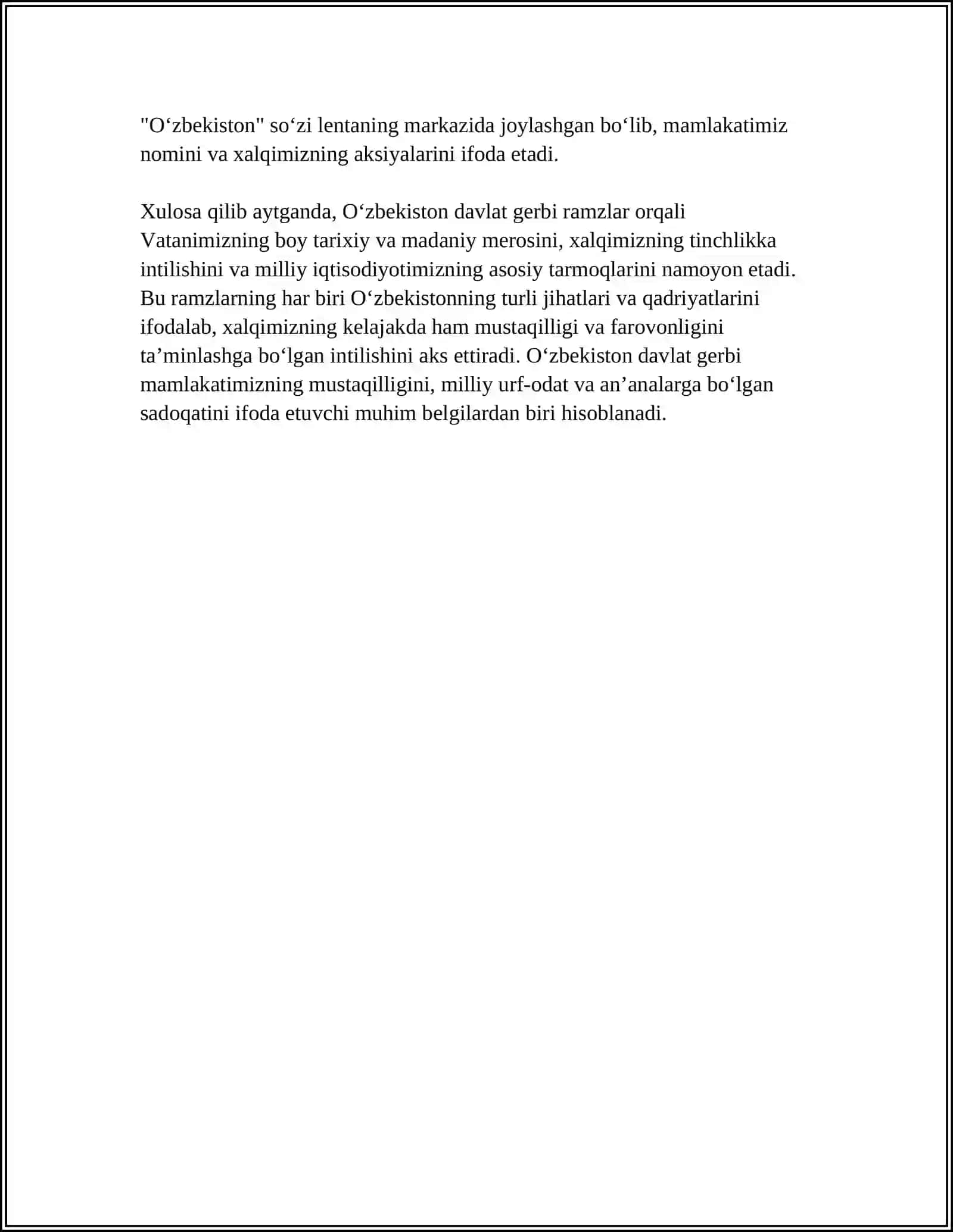 Oʻzbekiston RESPUBLIKASI DAVLAT RAMZLARI VA AHAMIYATI 4