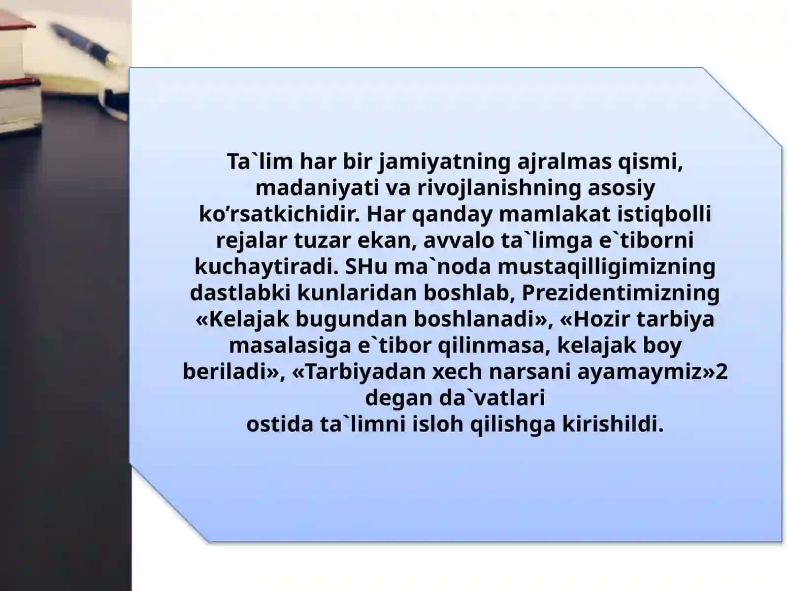 YOSHLARNI KASBGA YO’NALTIRISHDA MILLIY ISTIQLOL MAFKURASIGA ASOSLANGAN   MA`NAVIY-AXLOQIY, MADANIY-MAISHIY ISHLAR 4